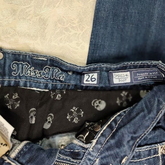 Miss Me Jeans Womens 26 Bootcut Lowrise Rhinestone Embellished Stretchy - Picture 5 of 10